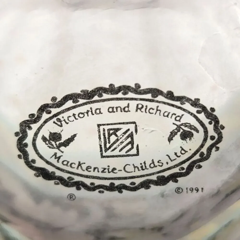 MacKenzie Childs Garland Formal Dot Glass Tumbler Victoria Richard 1991 Vtg READ